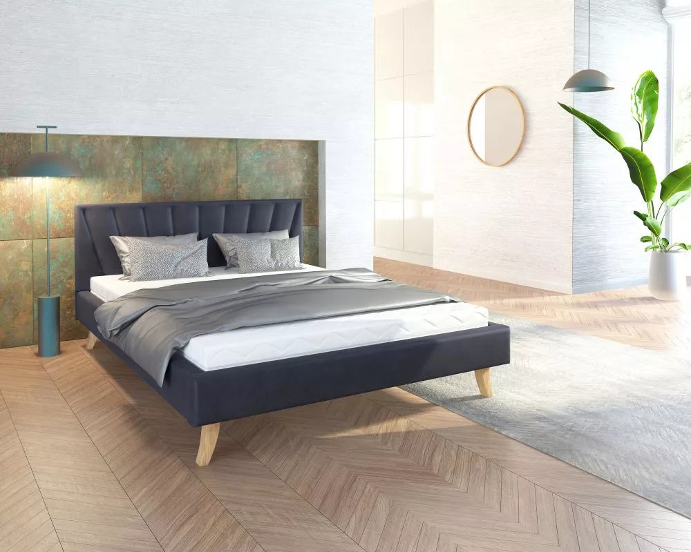 Gulta Heaven Comfort Standard ar stelāžu Guļamvietas platums: 180 cm, Guļamvietas garums: 200 cm, · Melns · 193 × 212 × 