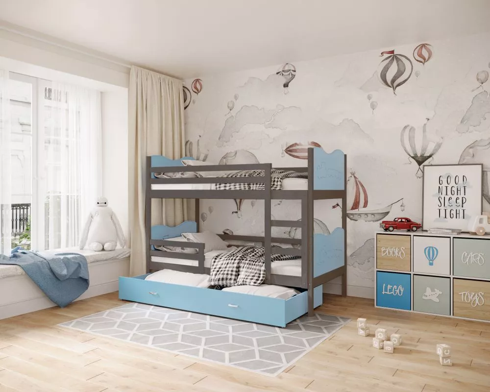 Bērnu gulta Max MDF 80x190 ar stelāžām Guļamvietas platums: 80 cm, Guļamvietas garums: 190 cm, · 86 × 198 × 158 cm