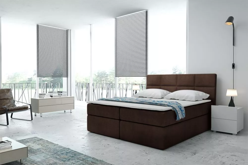 Gulta Boxspring 57 standard Guļamvietas platums: 160 cm, Guļamvietas garums: 200 cm, · Tumši brūns · 161 × 210 × 122 cm