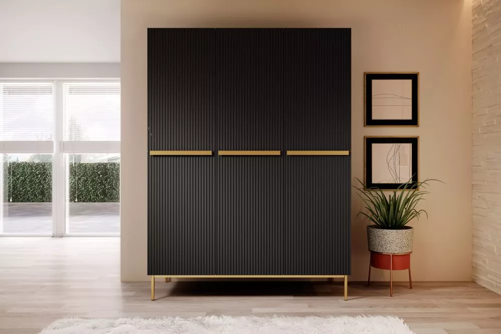 Skapis Nicole SZ150 3D Gold · Melns · 150 × 62 × 220 cm