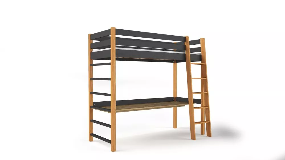 Bērnu gulta Niko ar stelāžu Guļamvietas platums: 80 cm, Guļamvietas garums: 190 cm, · 105 × 197.5 × 186 cm