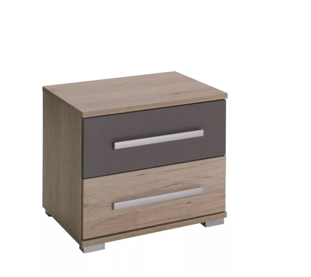 Naktsgaldiņš Dione D02 Korpusa krāsa: ozols sanremo, Elementu krāsa: pelēks, · 45 × 40 × 40 cm