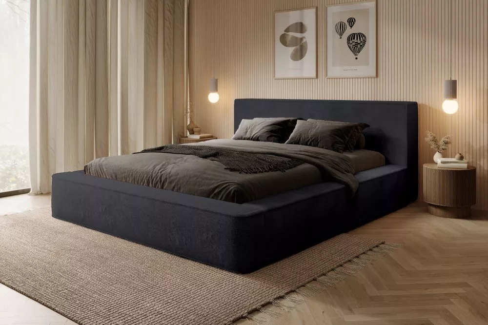 Gulta Ajsza Standard ar stelāžu Guļamvietas platums: 160 cm, Guļamvietas garums: 200 cm, stelāžas tips: koka, · Melns · 