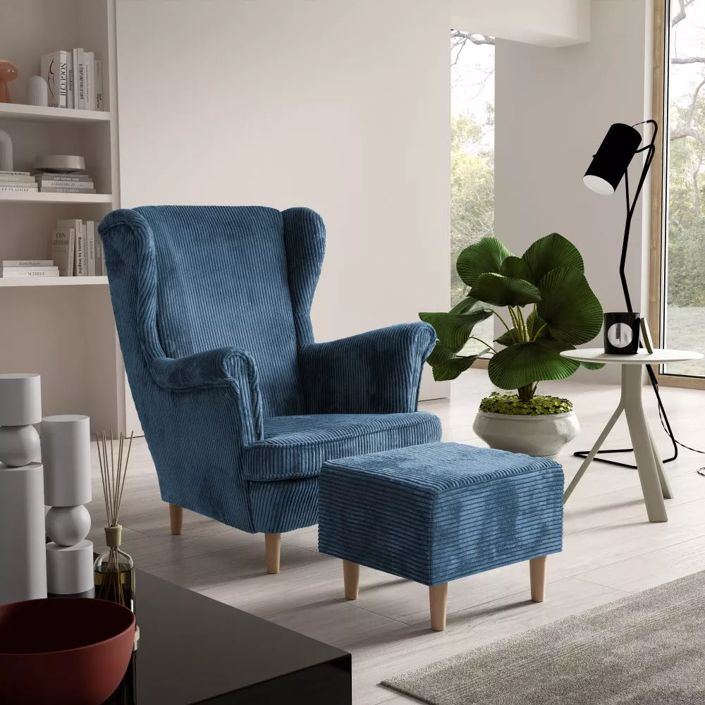 Mīksts krēsls Maya 194 1S+P Poso Standard Sēdvietas dziļums: 55 cm, · Zils · 85 × 90 × 103 cm