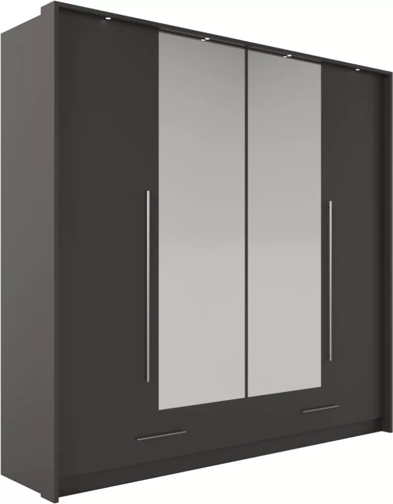 Skapis Toledo Modern ar LED · Grafīts · 209 × 67 × 221 cm