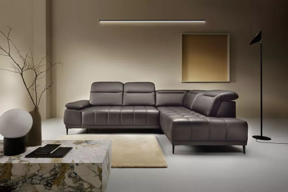 Dīvāns Focus L Leather Standard · Tumši brūns · 204 × 278 × 82 cm