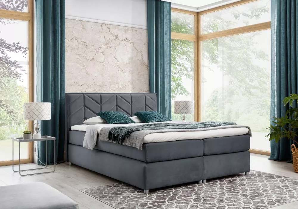 Gulta Jodla Boxspring Standard Guļamvietas platums: 120 cm, Guļamvietas garums: 200 cm, · Tumši pelēks · 127 × 209 × 103