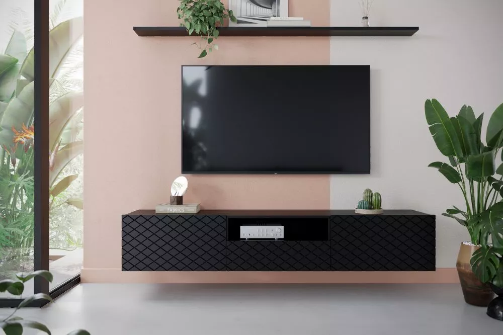 TV tumba Scalia RTV 190 2K1SZ · Melna · 190 × 42 × 34 cm