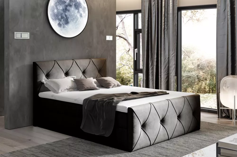 Gulta Crystal Lux Boxspring Premium Standard Guļamvietas platums: 160 cm, Guļamvietas garums: 200 cm, · Melns · 164 × 21