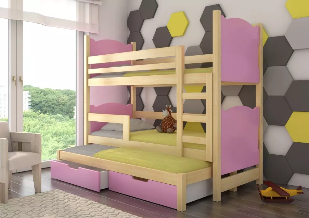 Bērnu gulta Leticia ar stelāžām Kāpņu puse: Pa labi, Guļamvietas platums: 75 cm, Guļamvietas garums: 180 cm, · 81 × 188 