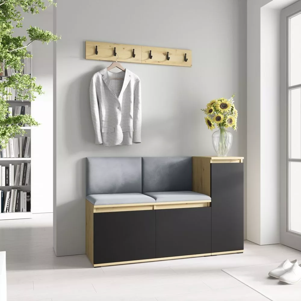 Apavu plaukts Emi 25 Trinity Korpusa krāsa: ozols artisan + melns, · 130 × 40 cm