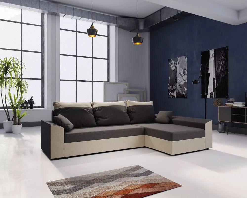 Dīvāns Paul L standard · Pelēks + krēma · 139 × 248 × 80 cm
