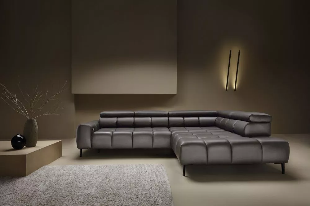 Dīvāns Plaza L Leather Standard · Tumši brūns · 216 × 300 × 76 cm