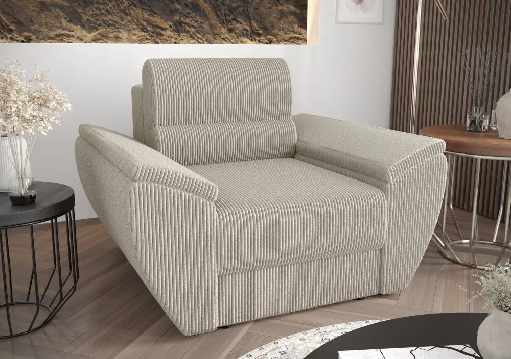 Mīksts krēsls Rebi 1S Standard Sēdvietas dziļums: 50 cm, · Sudrabs · 120 × 80 × 78 cm