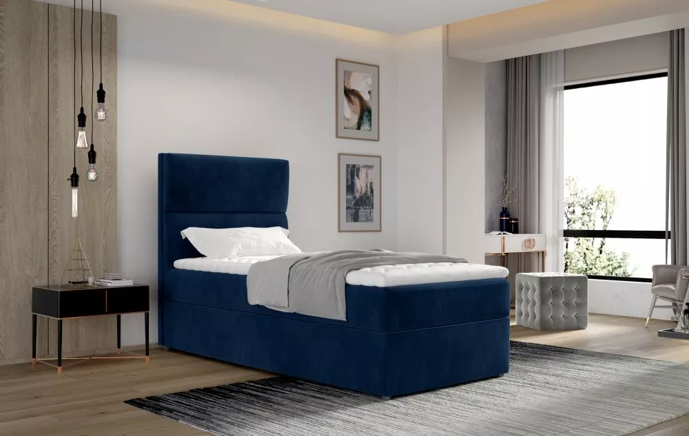 Gulta Arco 90x200 Boxspring Standard Guļamvietas platums: 90 cm, Guļamvietas garums: 200 cm, · Zils · 90 × 210 × 108 cm