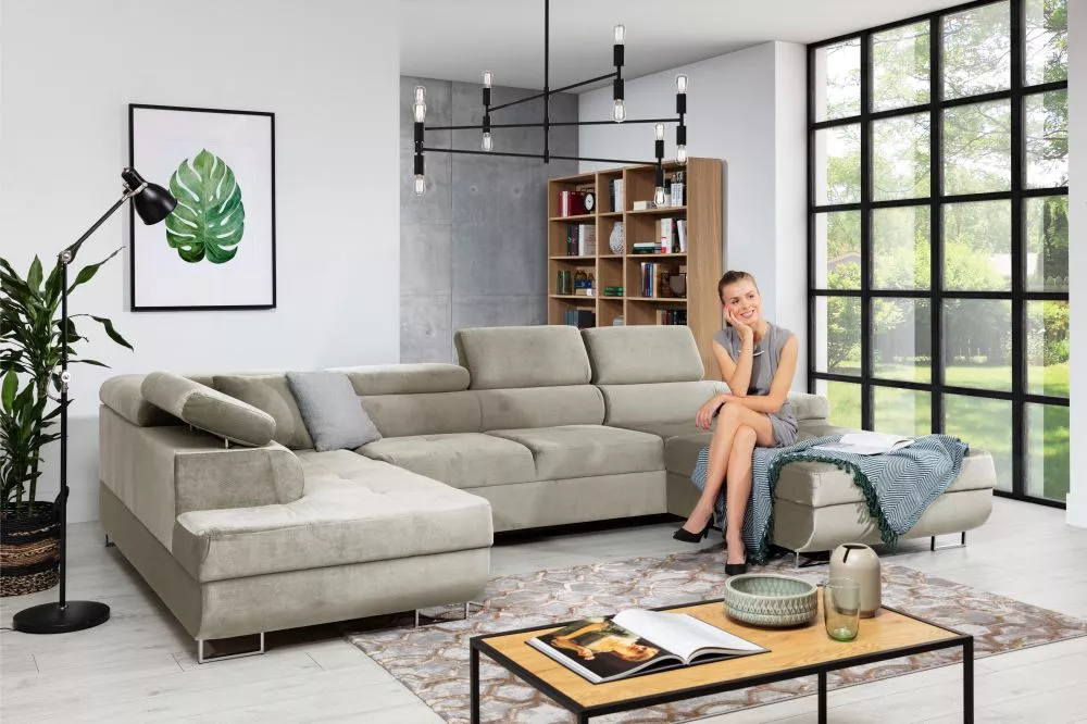 Dīvāns Annabelle U 2 Standard · Krēma · 201 × 343 × 76 cm
