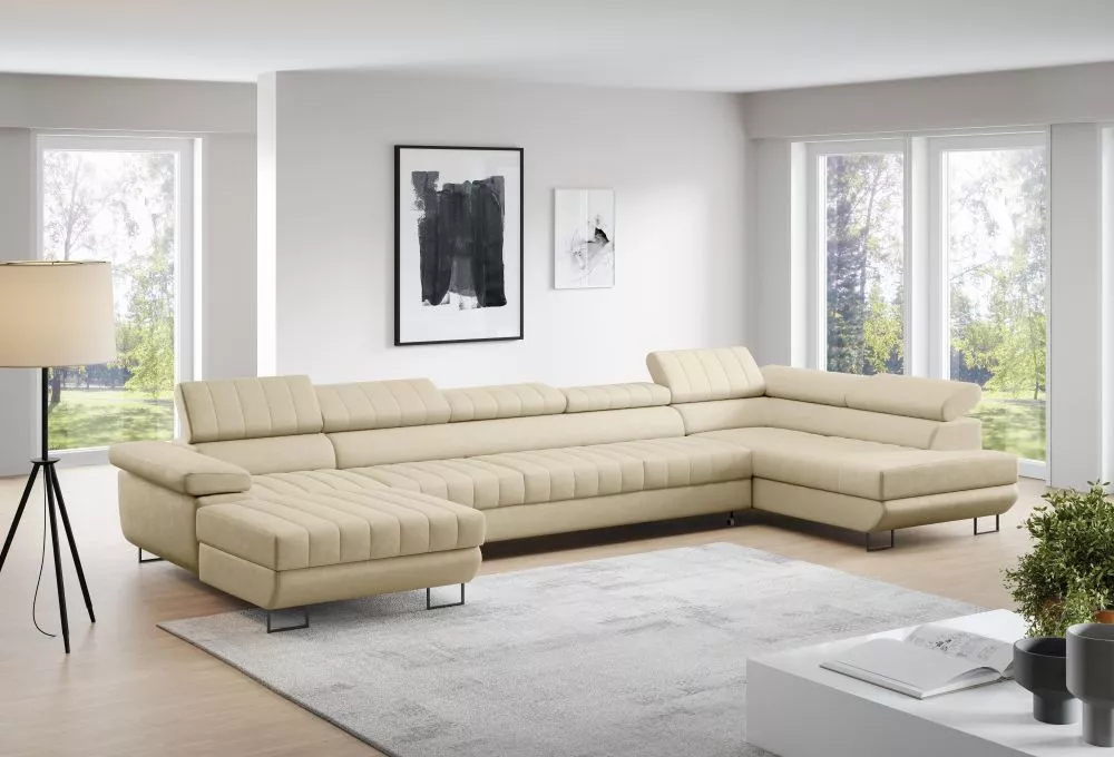 Dīvāns Horizonte Mini U XL standard · Krēms · 200 × 405 × 87 cm