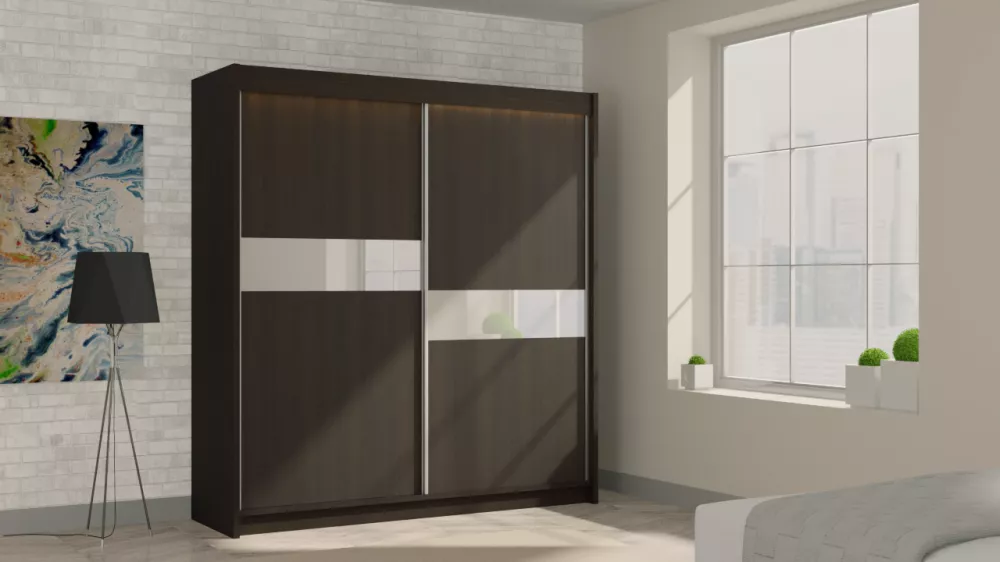 Skapis Livia ar LED · Venge · 200 × 61 × 216 cm