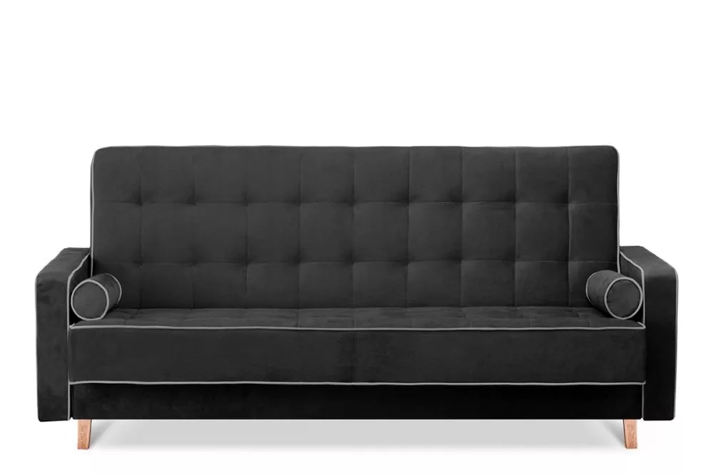 Dīvāns Dozer 3S Standard · Melns + pelēks · 93 × 223 × 85 cm