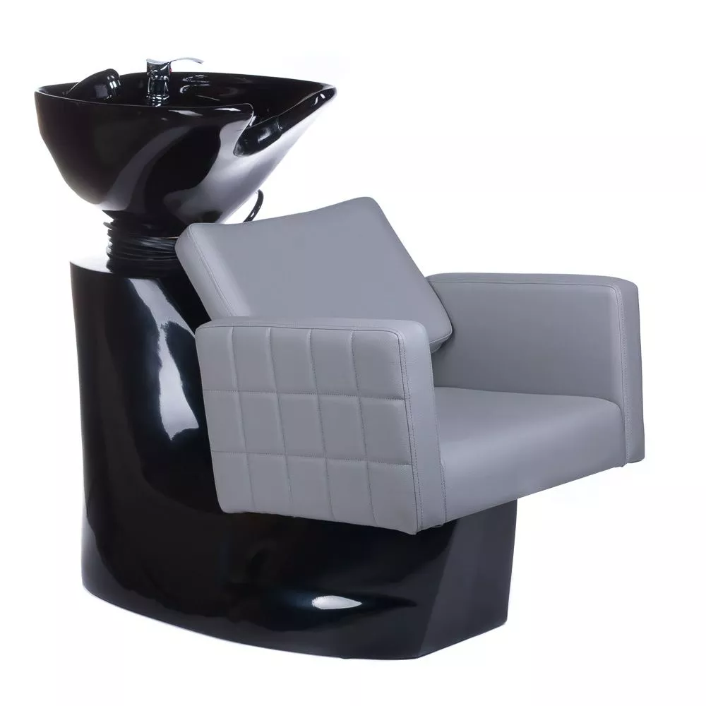 Frizieru izlietne BM-32969 Korpusa krāsa: melns, Elementu krāsa: pelēks, Ar krēslu: 1, Apdares materiāls: eko āda, · 100