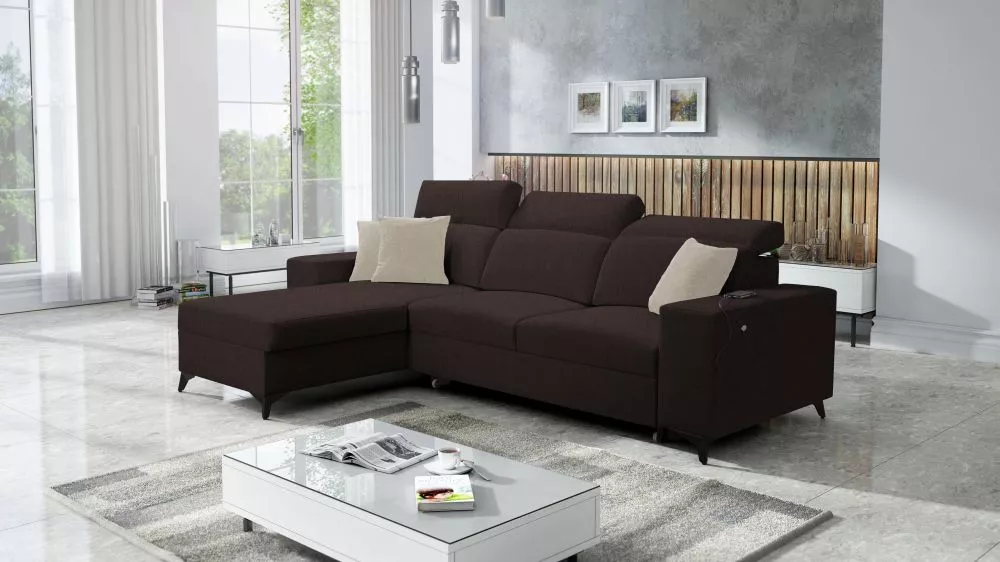 Dīvāns Bartone 1 Mix Standard · Tumši brūns · 182 × 286 × 83 cm