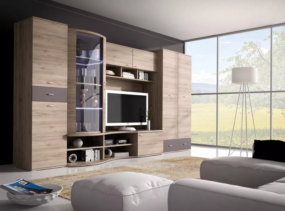 Sekcija Grenada ar LED · Ozols sanremo · 305 × 59 × 202 cm