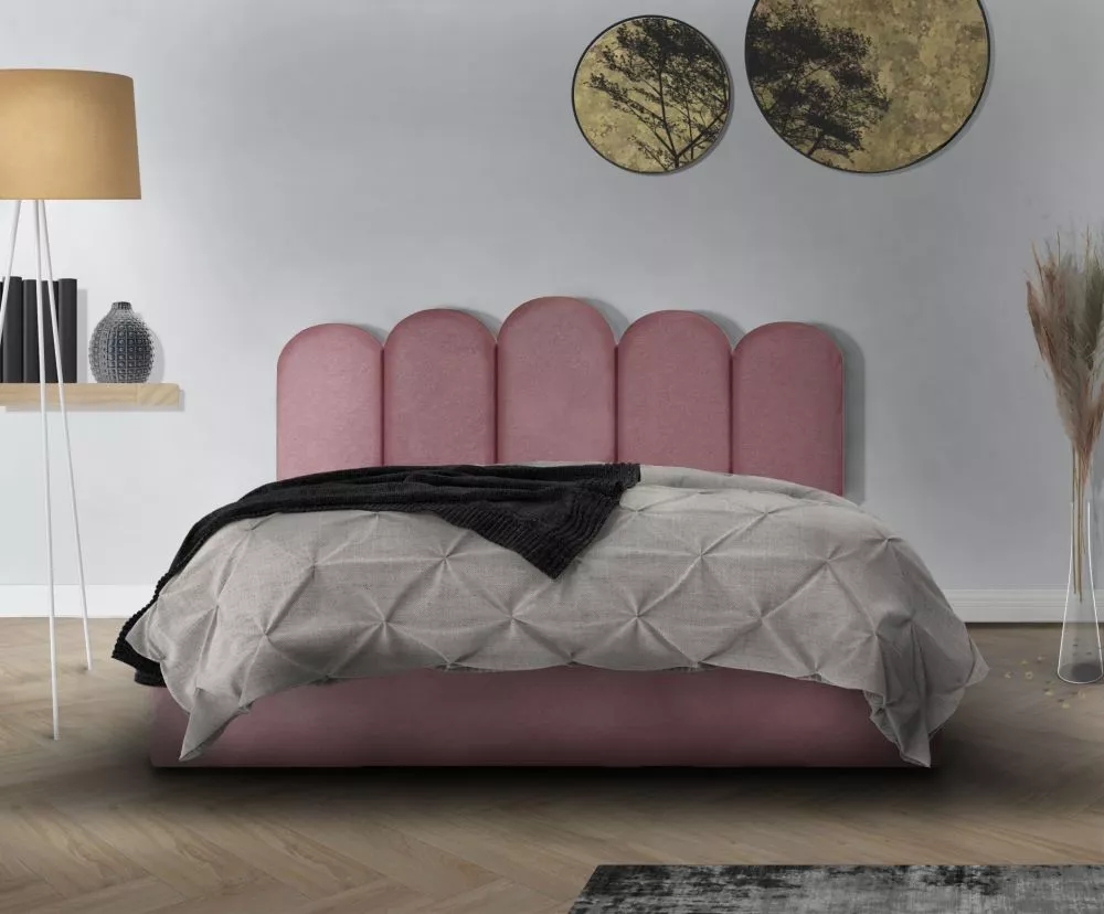 Gulta Malaga Standard ar stelāžu Guļamvietas platums: 200 cm, Guļamvietas garums: 200 cm, stelāžas tips: metāla, · Rozā 