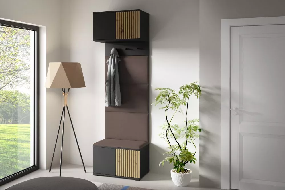 Apavu plaukts Ross 5 Trinity Korpusa krāsa: melns + ozols artisan, · 70 × 225 × 40 cm