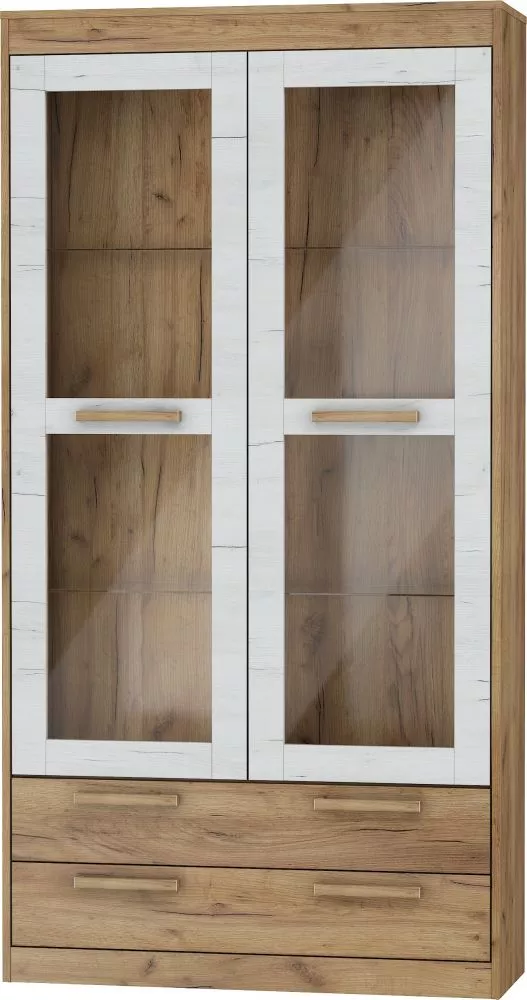 Grāmatu skapis Maximus MXS 44 · Zelts ozols + balts ozols · 100 × 33.4 × 193 cm