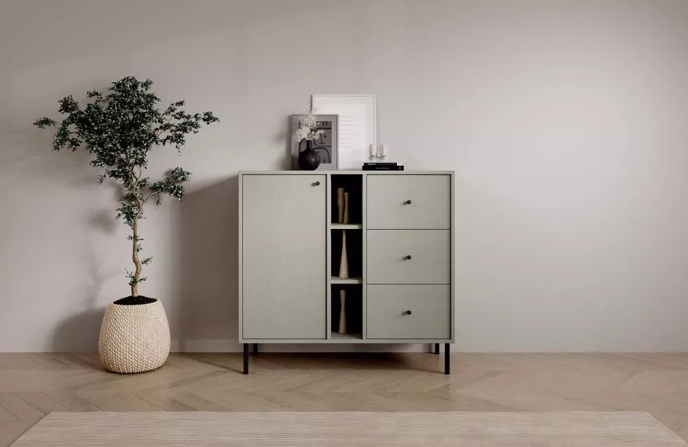 Kumode Tili K1D3S3P · Zaļi pelēks · 100.2 × 40.8 × 95 cm