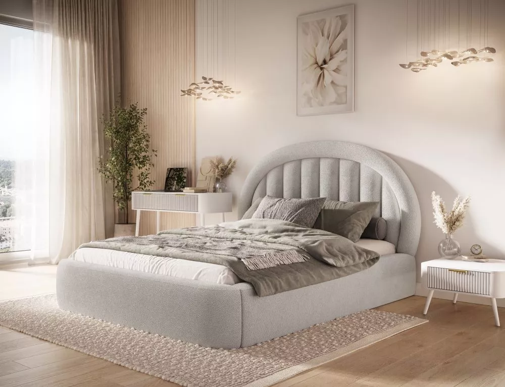 Gulta Tapedo Standard ar stelāžu Guļamvietas platums: 160 cm, Guļamvietas garums: 200 cm, · Balts krēms · 176 × 221 × 13