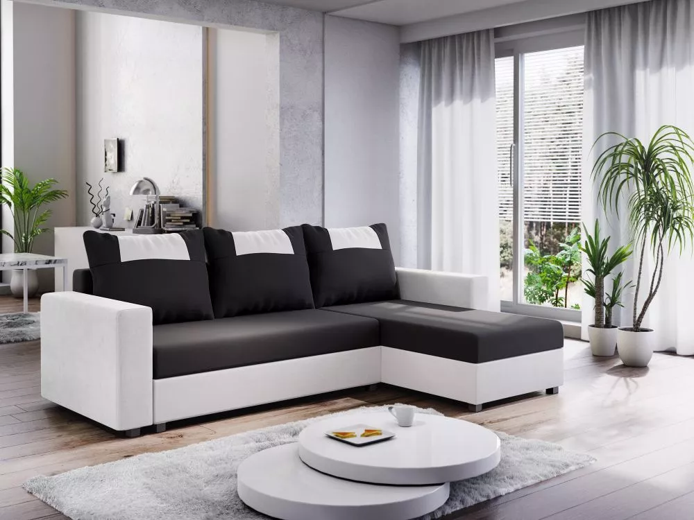 Dīvāns Star Bis standard · Melns + balts · 146 × 230 × 83 cm