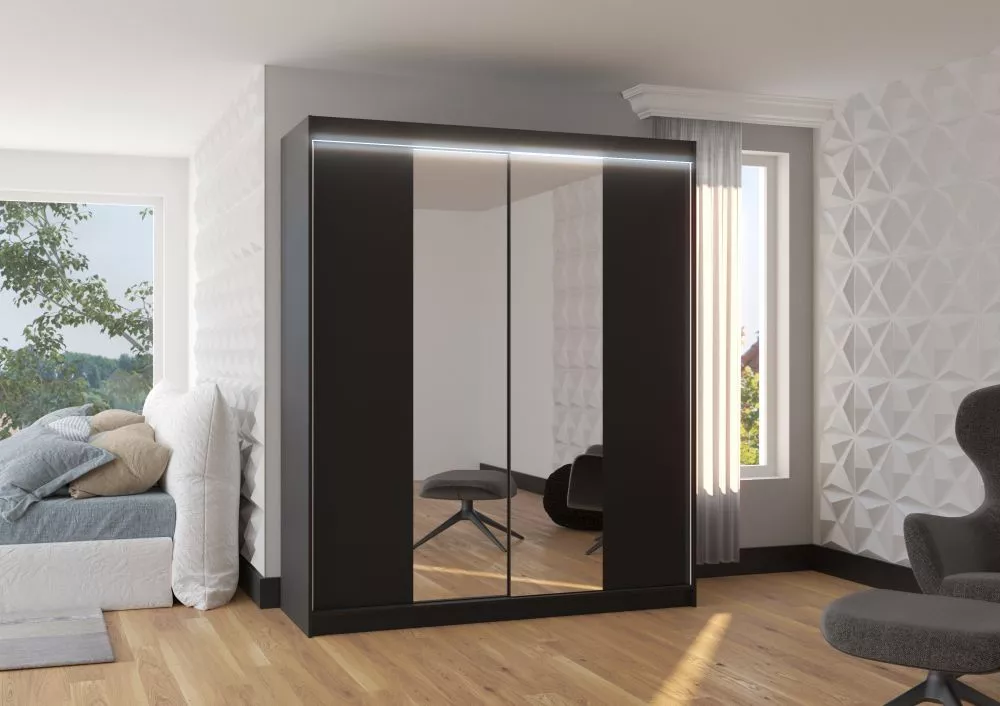 Skapis Balance ar LED · Melns · 180 × 58 × 215 cm