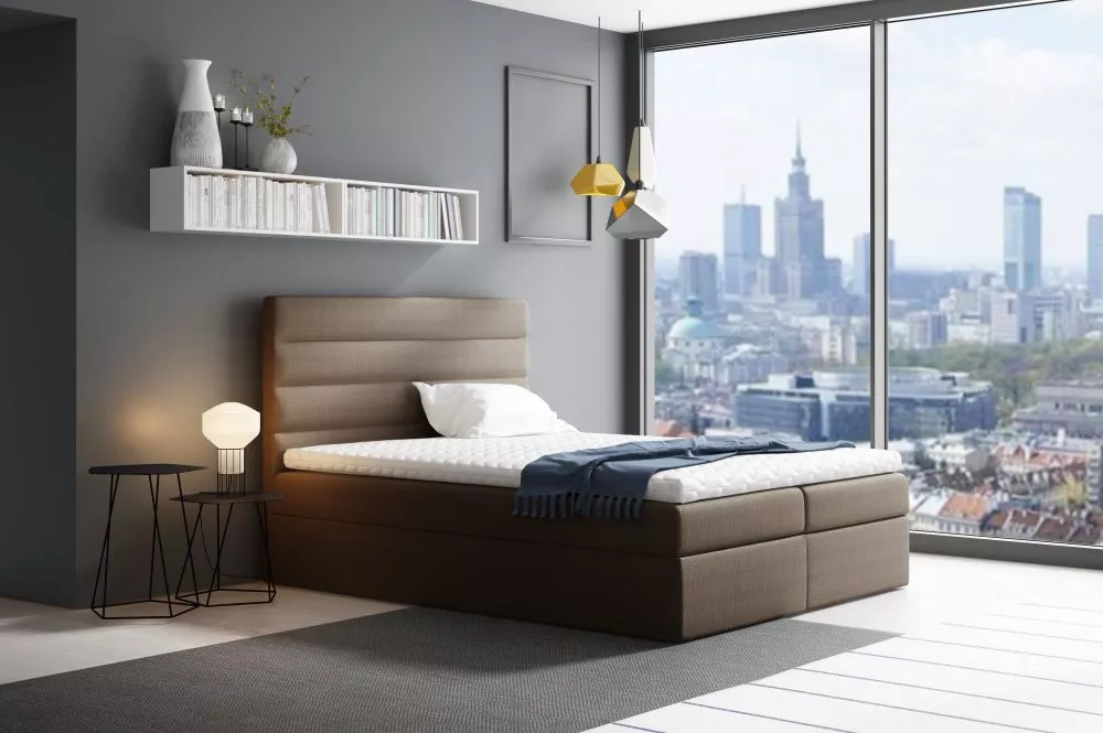 Gulta Velar Boxspring Premium Standard Guļamvietas platums: 200 cm, Guļamvietas garums: 200 cm, · Brūns · 204 × 208 × 10