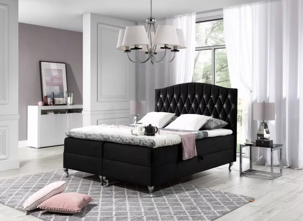 Gulta Puerto Boxspring Premium Standard Guļamvietas platums: 200 cm, Guļamvietas garums: 200 cm, · Melns · 202 × 207 × 1