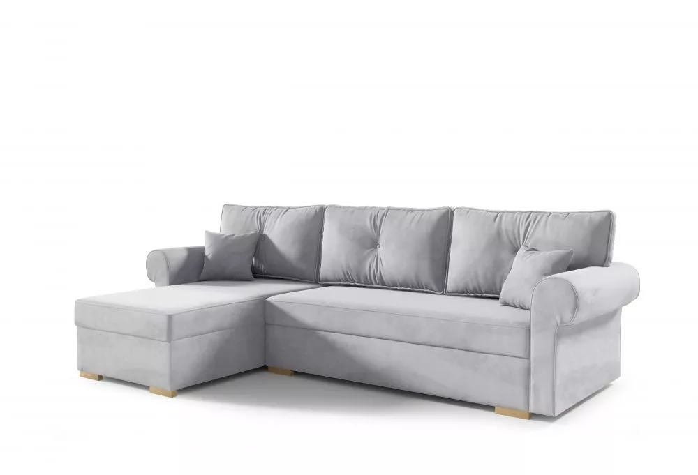 Dīvāns Fin Premium standard · Gaiši pelēks · 143 × 241 × 90 cm