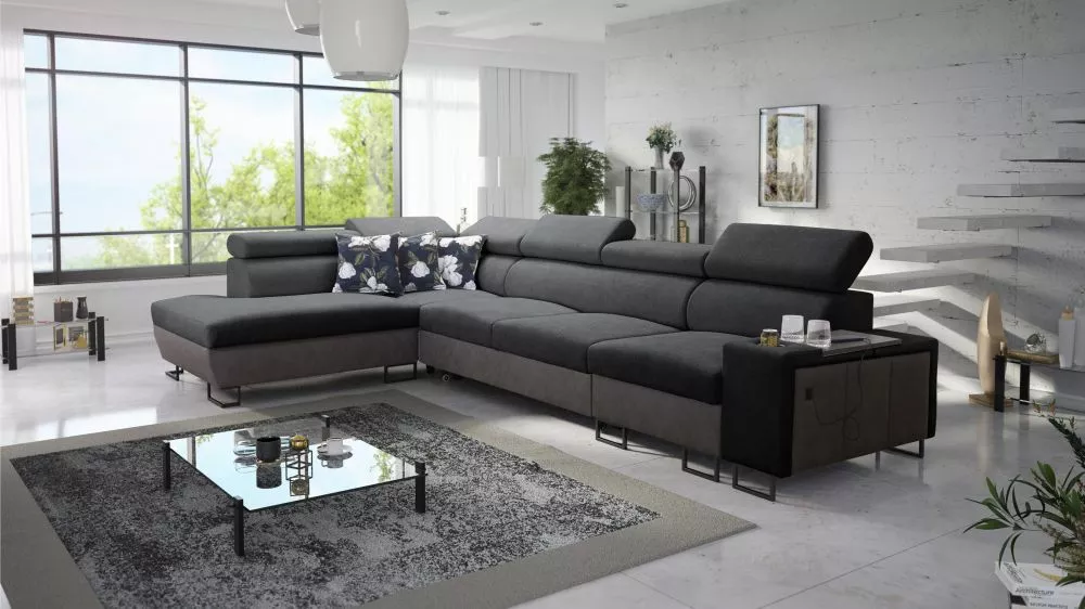 Dīvāns Melody 11 Maxi Premium Standard · Grafīts · 220 × 360 × 84 cm