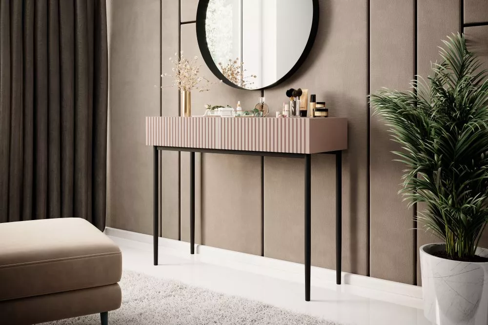 Kosmētikas galds Nicole T100 2SZ Black · Rozā · 100 × 82 × 41 cm