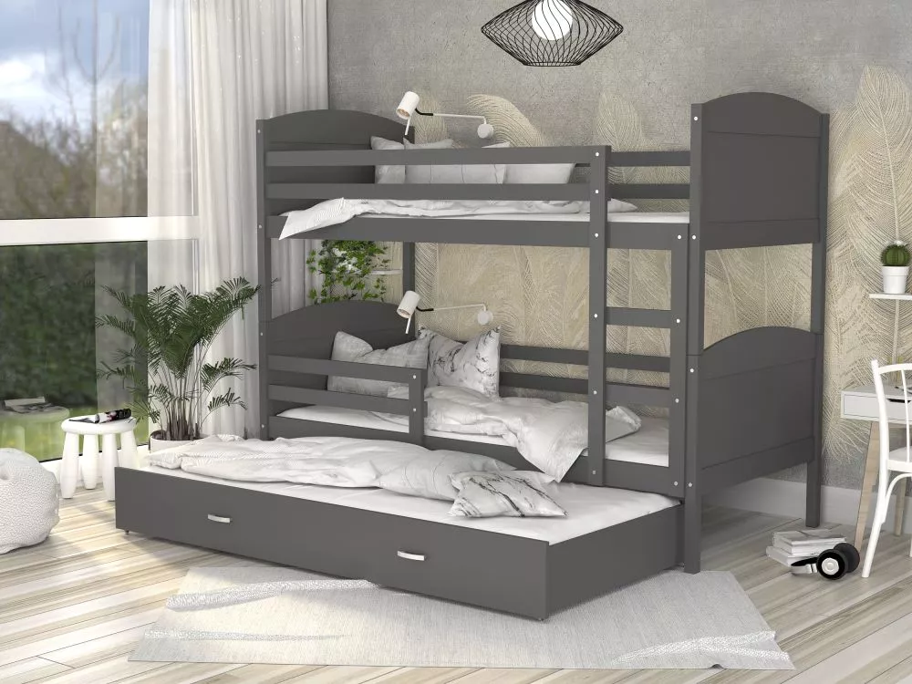 Bērnu gulta Mateusz 3 MDF 80x190 ar stelāžām Guļamvietas platums: 80 cm, Guļamvietas garums: 190 cm, · 86 × 198 × 162.5 