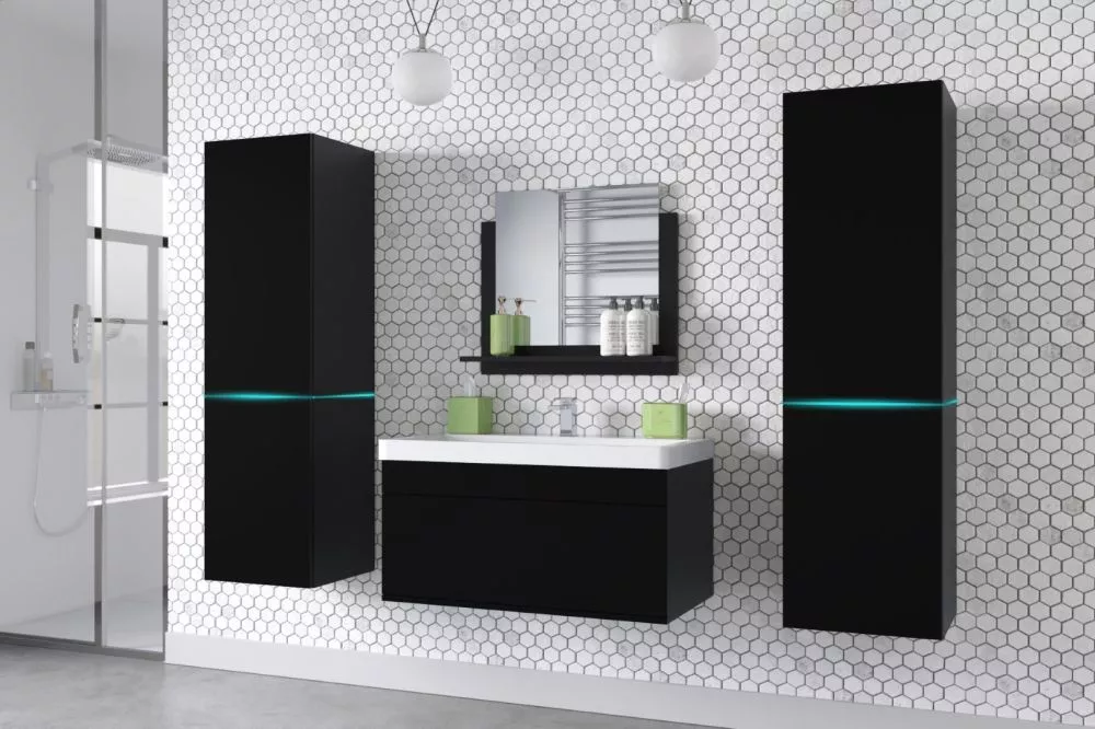 Vannas istabas komplekts Alius 31 ar LED · Melns · 140.4 × 35 cm