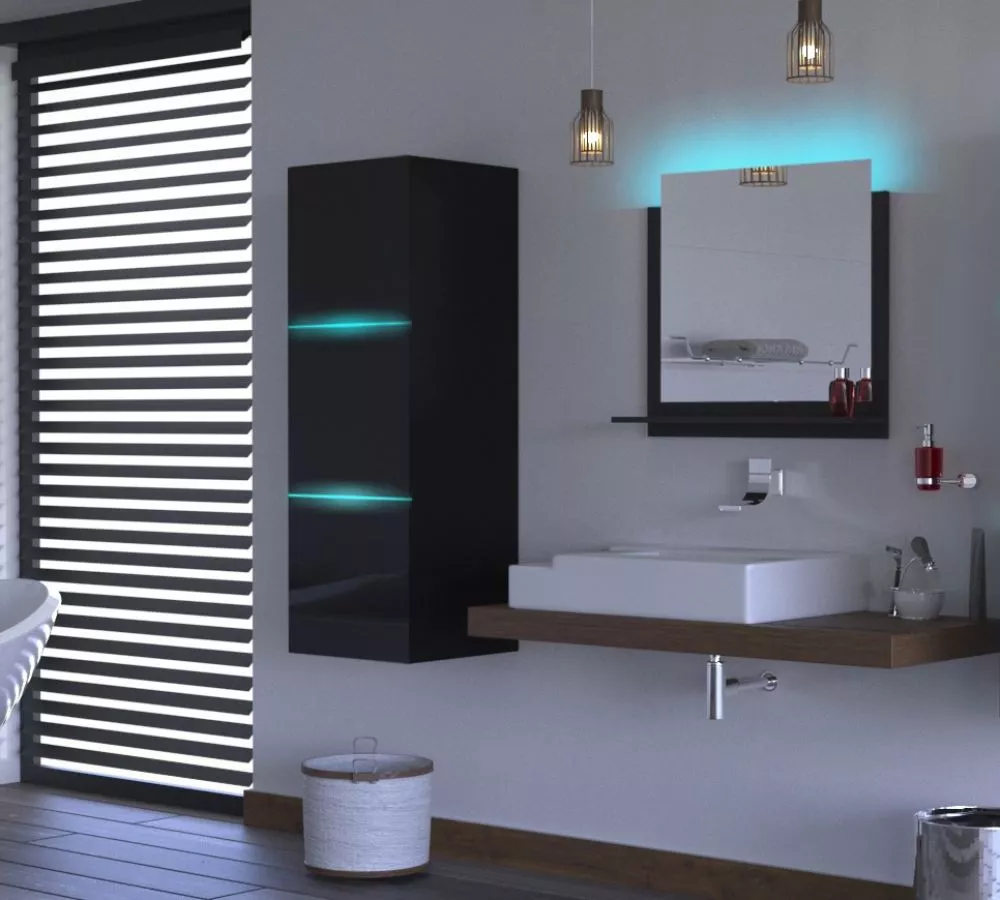 Vannas istabas komplekts Alius 5 ar LED · Melns · 110 × 30 cm