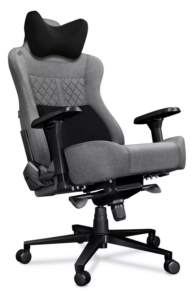 Datorkrēsls Yumisu 2052 Korpusa krāsa: gaiši pelēks, Elementu krāsa: melns, Sēdvietas platums: 60 cm, · 70 × 70 × 133 cm