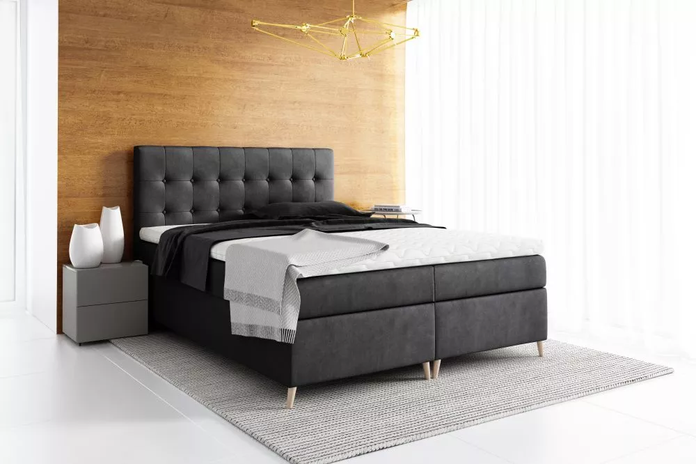Gulta Avanti Boxspring Premium Standard Guļamvietas platums: 200 cm, Guļamvietas garums: 200 cm, · Melns · 204 × 208 × 1