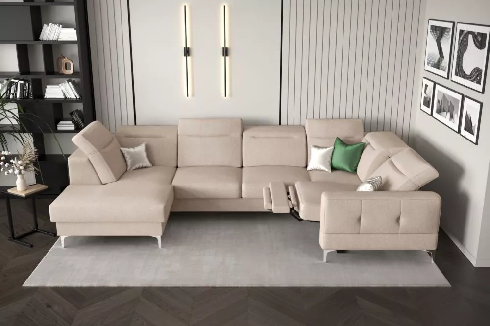Dīvāns Malibu Max 2 Relax standard · Gaiši bēšs · 182 × 350 × 90 cm