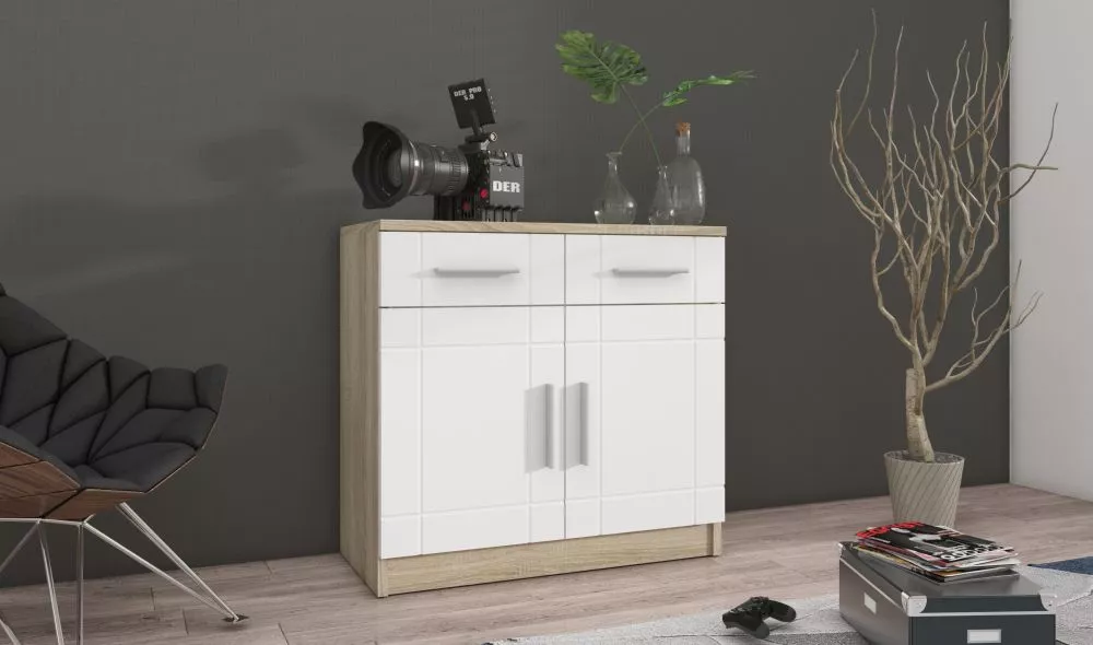 Kumode Paris K2 · Ozols sonoma + balts · 69 × 37 × 70 cm