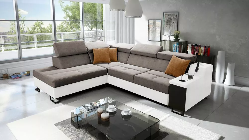 Dīvāns Alicante 7 Whisper Eco Standard · Brūns + balts · 223 × 287 × 81 cm