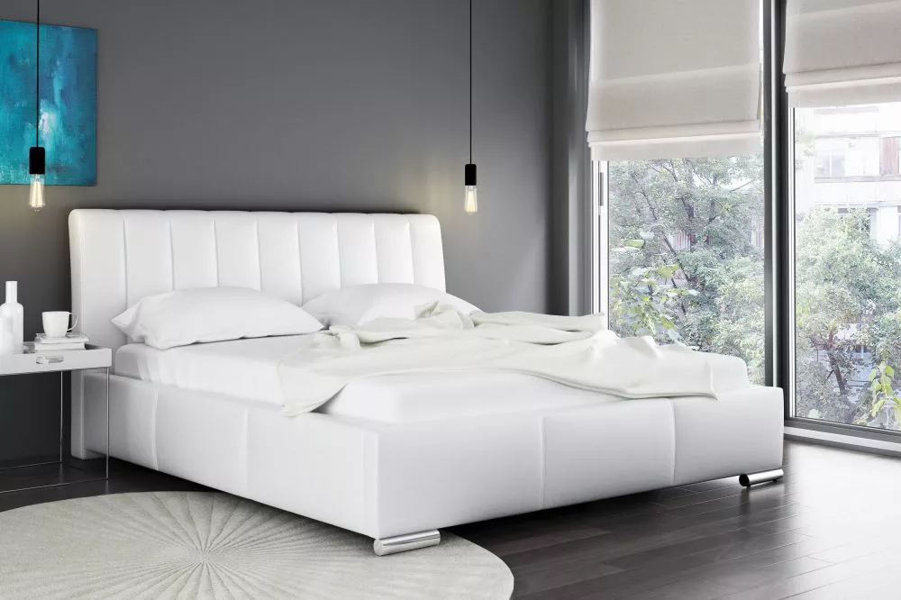 Gulta Milano standart ar stelāžu Guļamvietas platums: 200 cm, Guļamvietas garums: 200 cm, stelāžas tips: metāla, · Balts