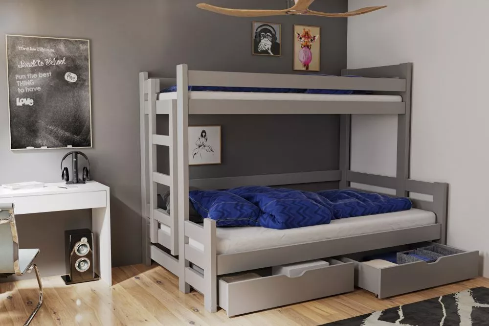Bērnu gulta Beniamin ar matračiem Kāpņu puse: Pa kreisi, Guļamvietas platums: 120 cm, Guļamvietas garums: 200 cm, · Pelē