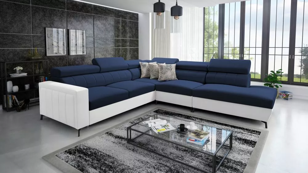Dīvāns Baltico 8 Standard · Zils + balts · 275 × 302 × 83 cm