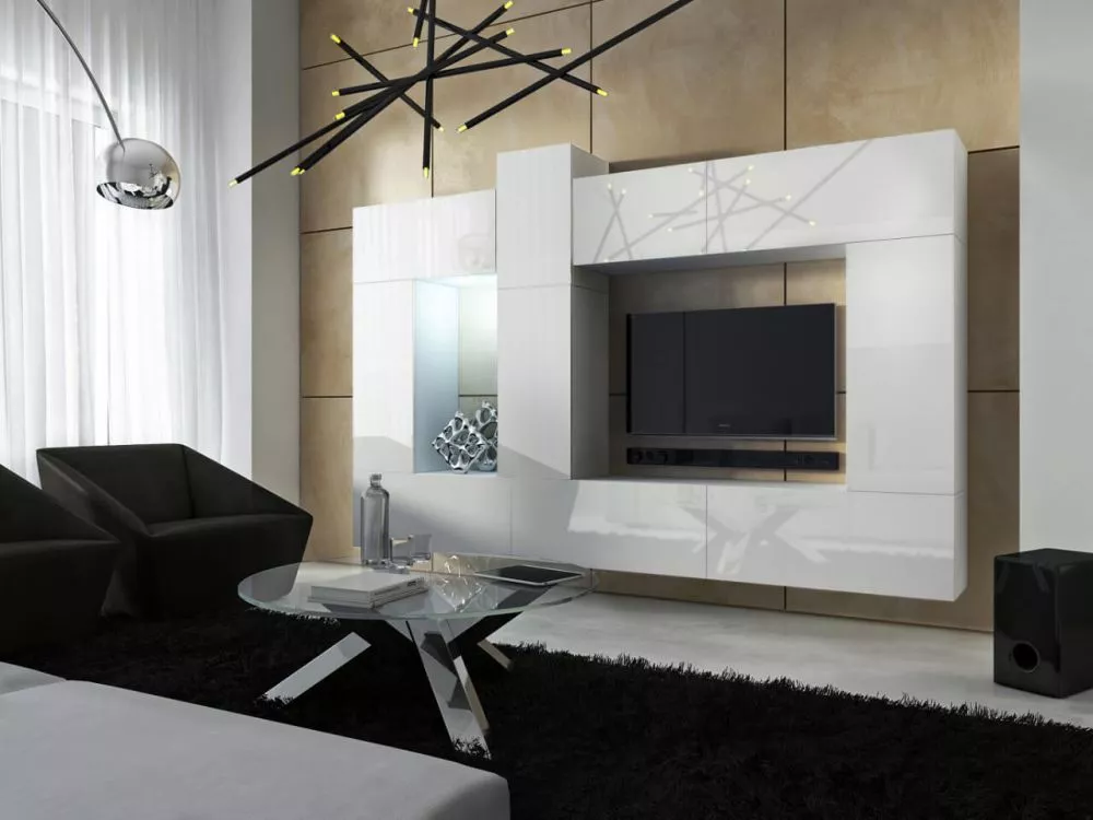 Sekcija Concept 22 ar LED · Balts · 273 × 35 × 165 cm
